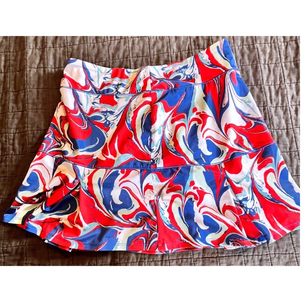 Reel Legends Marble Athletic Skort Tennis‎ Golf Skirt Built-in Shorts Patriotic
